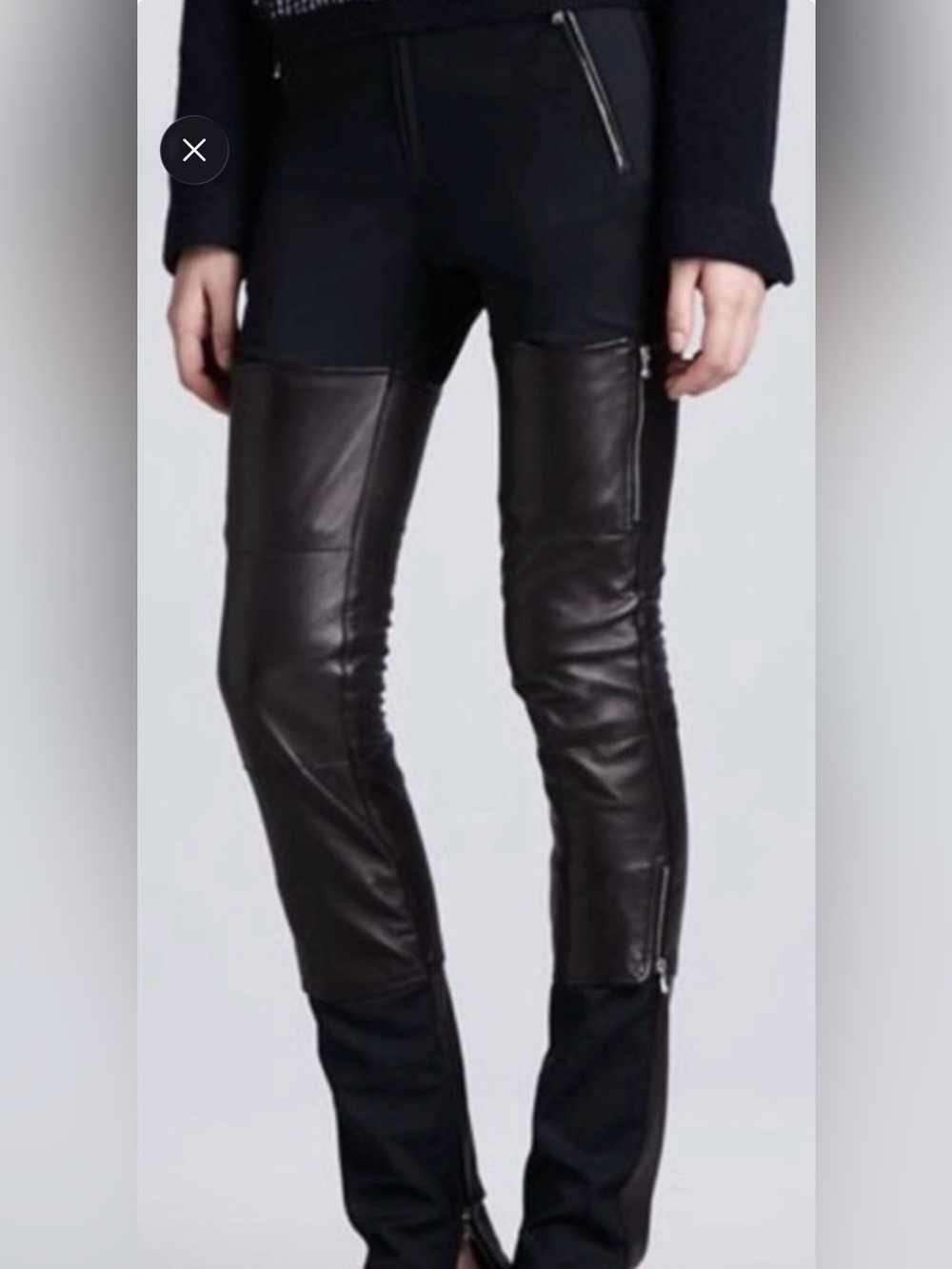 3.1 Phillip Lim Black on black Lamb skin leather and cotton… Skinny Pants